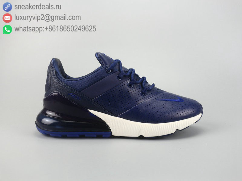 NIKE AIR MAX 270 BLUE WHITE NAVY LEATHER MEN RUNNING SHOES